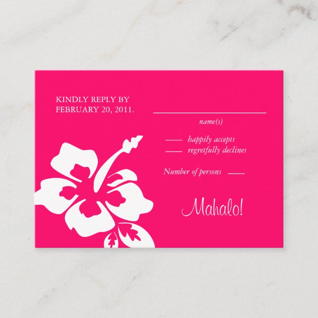 Cartes de réponse Mariage Plage Hibiscus rose (Devant)