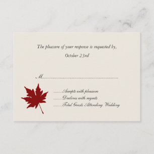 Cartes de réponse Mariage Red Fall Leaf