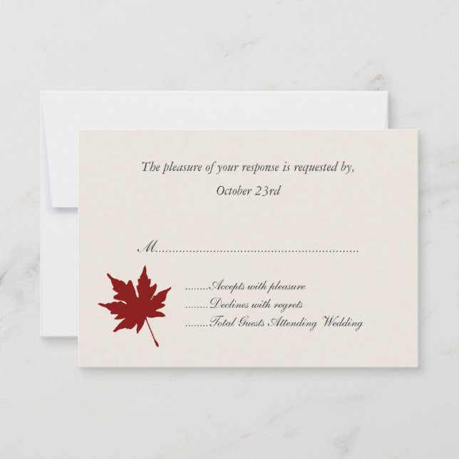 Cartes de réponse Mariage Red Fall Leaf (Devant)