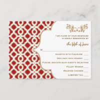 Cartes de réponse Mariage rouge et or marocain