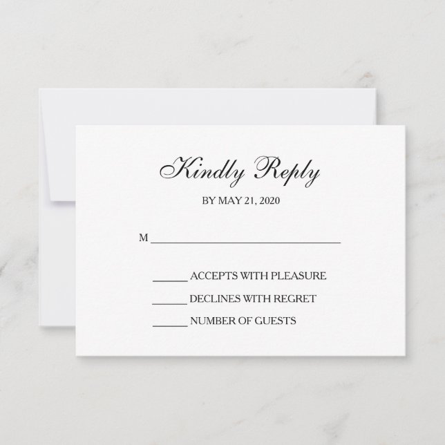 Cartes de réponse Mariage RSVP blanc et or (Devant)