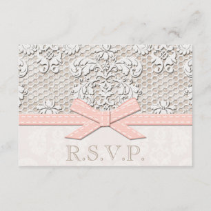 Cartes de réponse Mariage RSVP en dentelle rose an