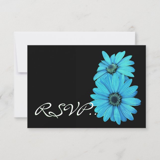 Cartes de réponse Mariage RSVP Turquoise Daisies (Devant)