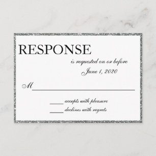 Cartes de réponse Mariage Silver Parties scintilla
