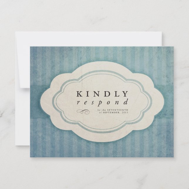 Cartes de réponse Mariage vintage Charme bleu (Devant)