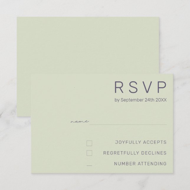 Cartes de réponse minimalistes pour mariage (Devant / Derrière)