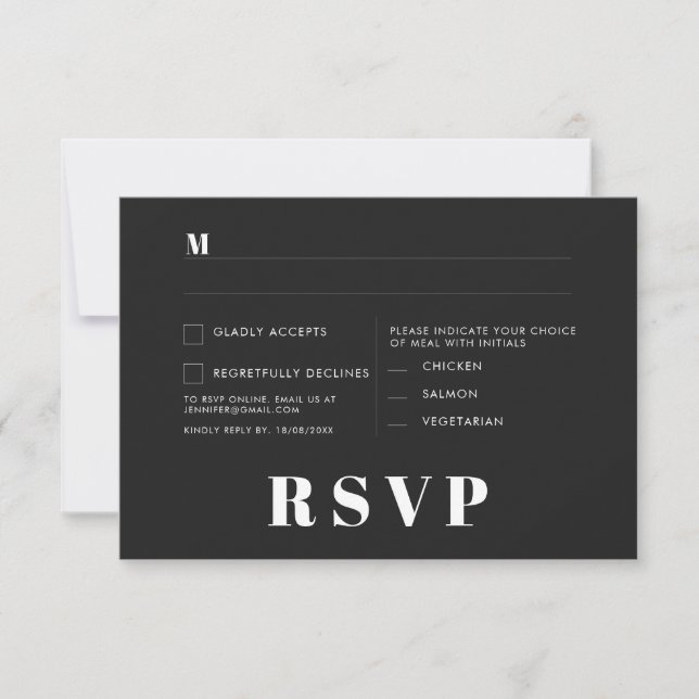 Cartes de réponse minimalistes pour mariage (Devant)