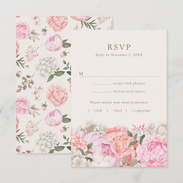 Cartes de réponse Modern Peony (Devant / Derrière)
