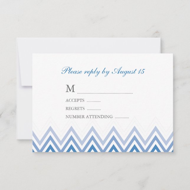 Cartes de réponse modernes Blue Ombre Chevrons (Devant)
