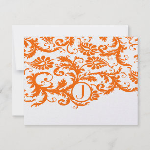 Cartes de réponse Orange Funky Damask