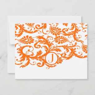 Cartes de réponse Orange Funky Damask