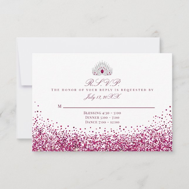 Cartes de réponse Paillettes Bourgogne (Devant)