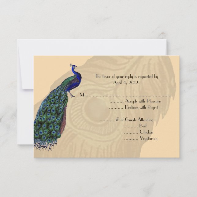 Cartes de réponse Peacock vintages avec options de (Devant)
