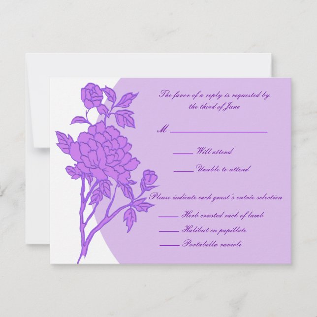 Cartes de réponse personnalisées à fleurs violette (Devant)