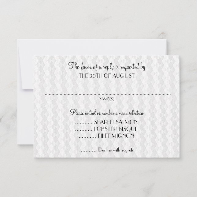 Cartes de réponse pour invitation de mariage blanc (Devant)