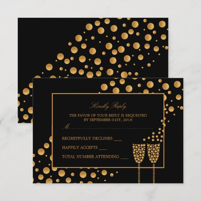 Cartes de réponse pour la fête de fiançailles au c (Devant / Derrière)