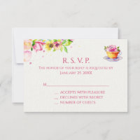 Cartes de réponse pour la fête du thé floral