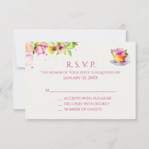 Cartes de réponse pour la fête du thé floral