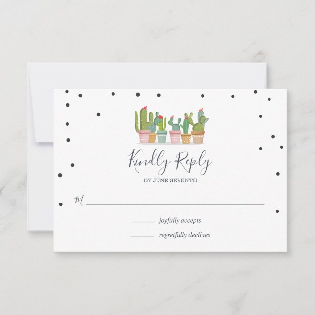 Cartes de réponse pour la fête prénuptiale Cactus  (Devant)