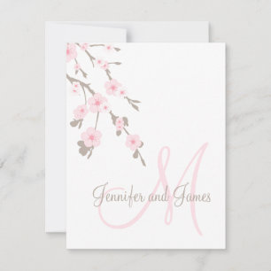 Cartes de réponse pour mariage aux fleurs de ceris