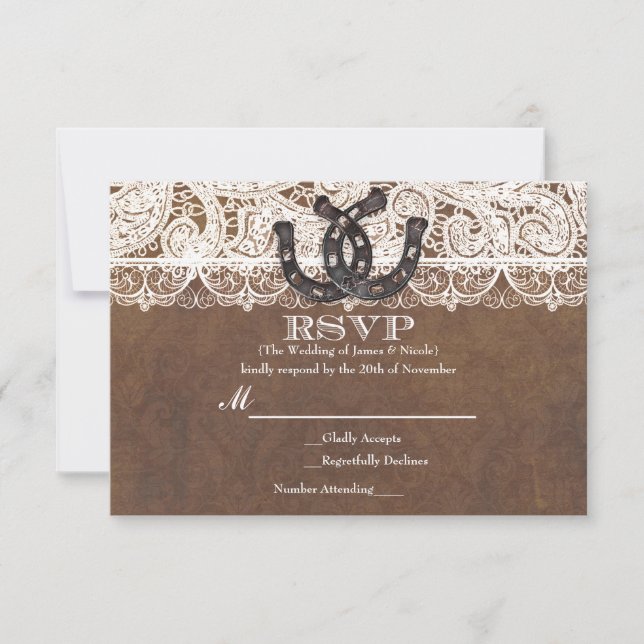 Cartes de réponse pour mariage champêtre Rustique  (Devant)