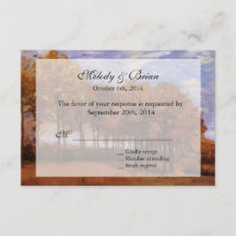 Cartes de réponse pour mariage d'automne.  Paysage
