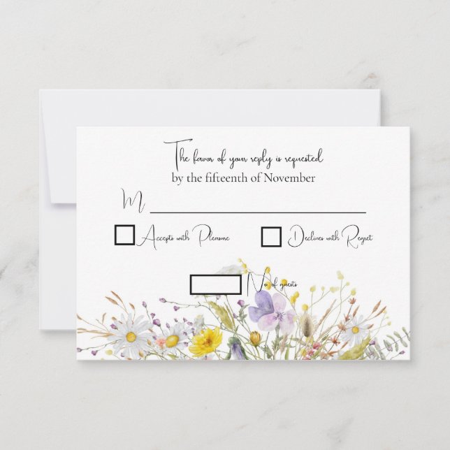 Cartes de réponse pour mariage Floraison printaniè (Devant)