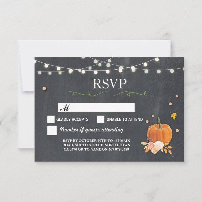 Cartes de réponse pour mariage rustique avec craie (Devant)