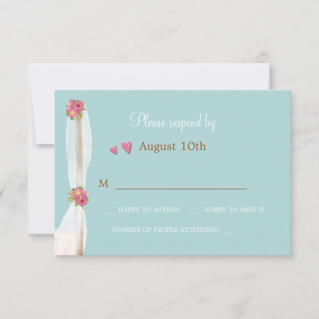 Cartes de réponse pour mariage sur la plage (Devant)