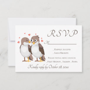 Cartes de réponse pour oiseaux amoureux Brown pour