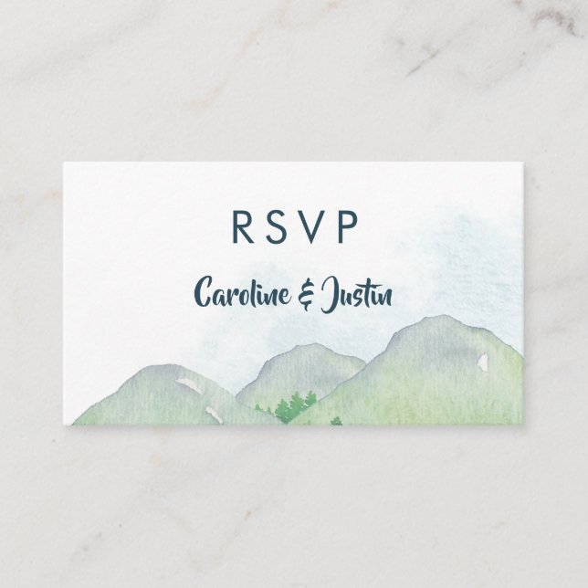 Cartes de réponse pour petit mariage Montagnes Mys (Devant)