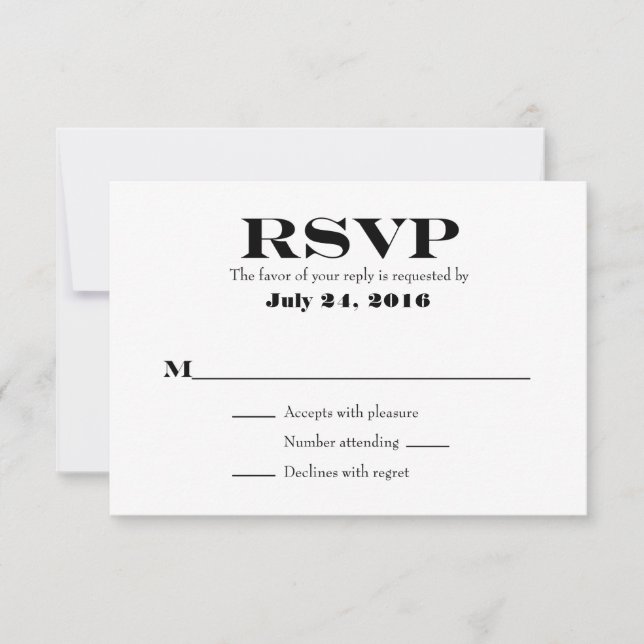 Cartes de réponse pour un mariage simple (Devant)