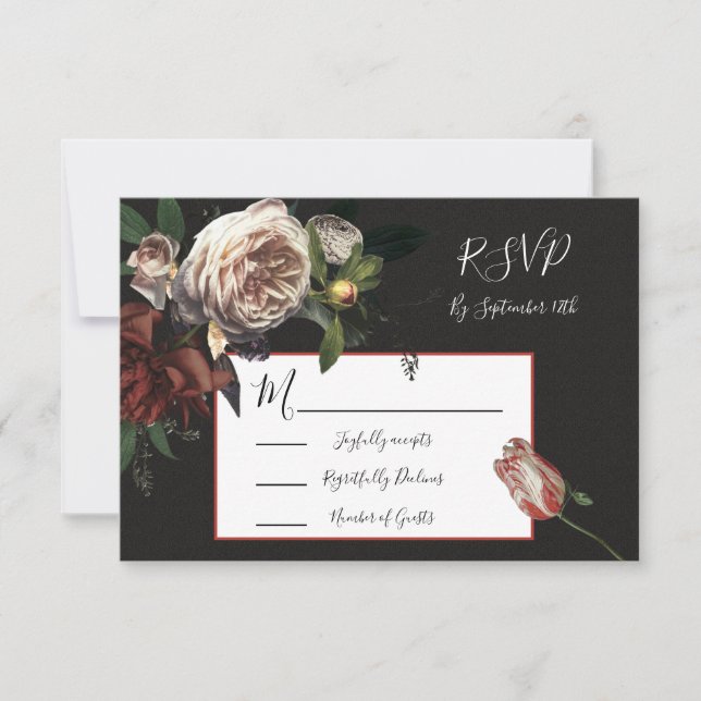 Cartes de réponse Rembrandt Floral Mariage RSVP (Devant)