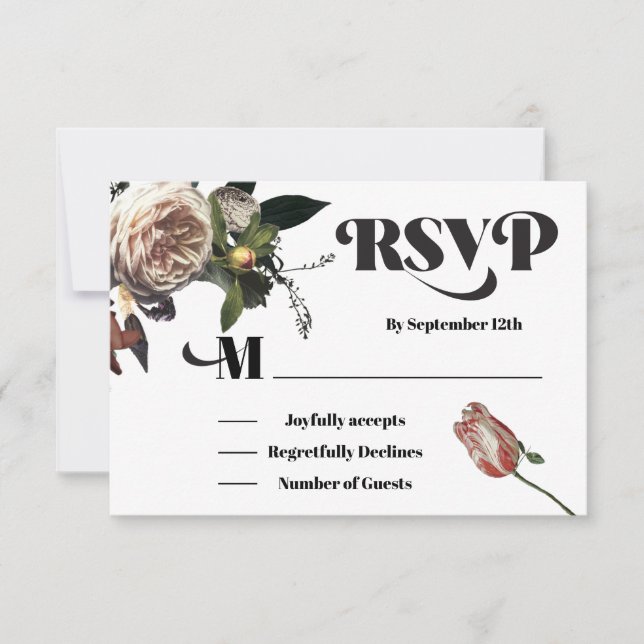 Cartes de réponse Rembrandt Floral Mariage RSVP (Devant)