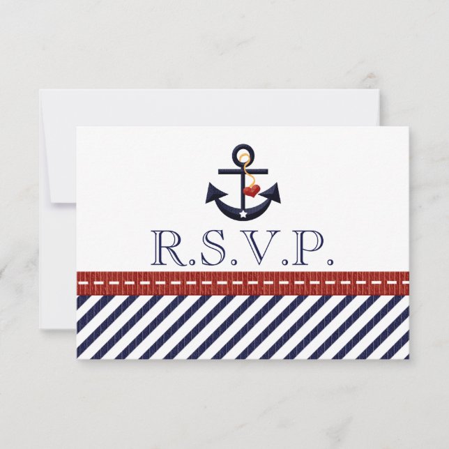 Cartes de réponse RSVP Ancre nautique (Devant)