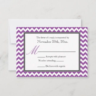 Cartes de réponse RSVP blanc et violet Chevron