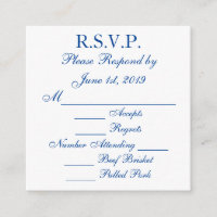 Cartes de réponse RSVP bleues et blanches