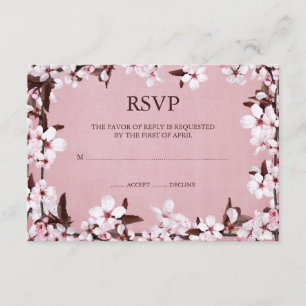 Cartes de réponse RSVP Bordure Fleurs de Cerisiers