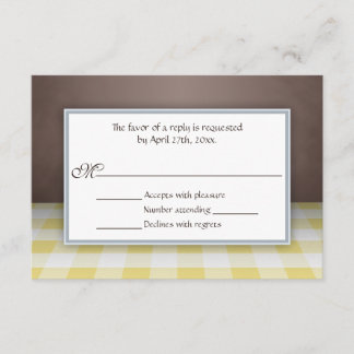 Cartes de réponse RSVP Brown Jaune En vichy