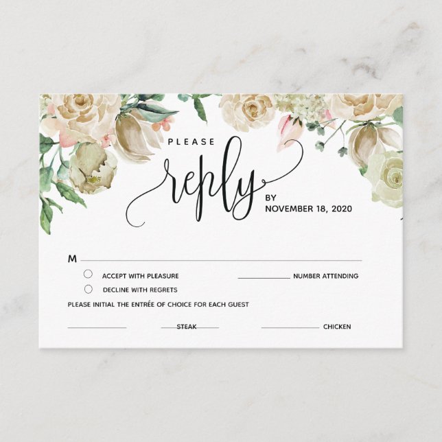 Cartes de réponse, RSVP, Cartes de réponse incluse (Devant)