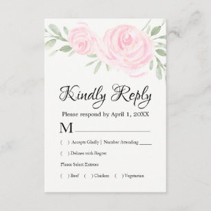 Cartes de réponse RSVP couleur Aquarelle Roses Ros