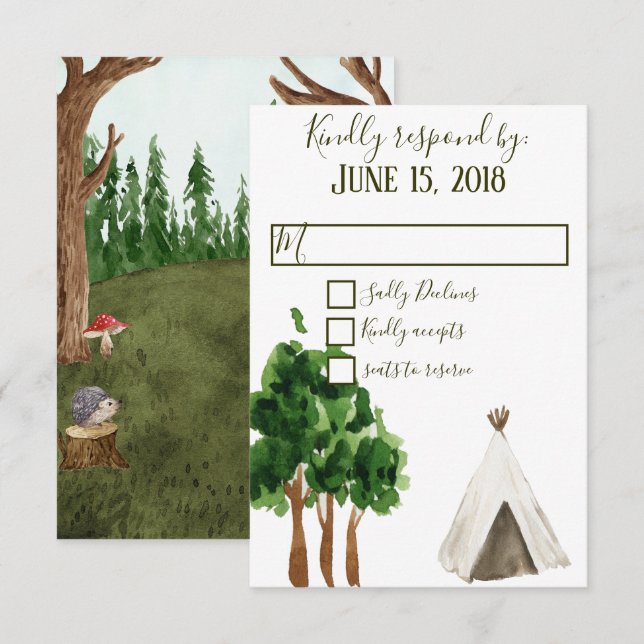 Cartes de réponse RSVP Dans la forêt (Devant / Derrière)