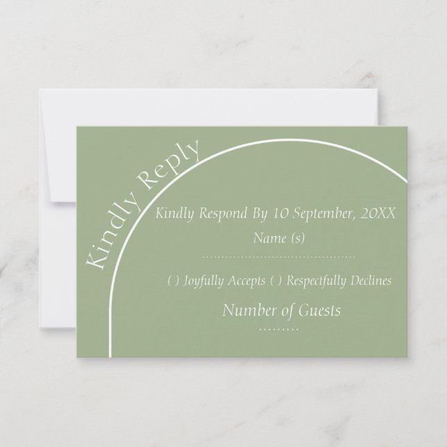 Cartes de réponse RSVP de mariage à arche vert sau (Devant)