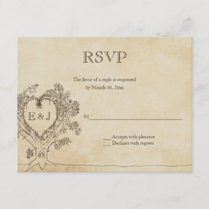 Cartes de réponse RSVP de mariage dans un arbre