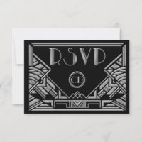 Cartes de réponse RSVP de mariage de style Gatsby 