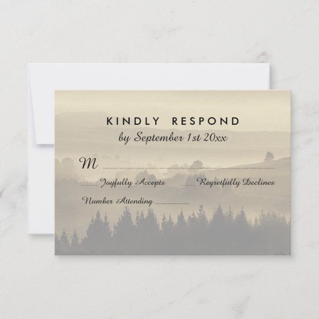 Cartes de réponse RSVP de mariage rustique de mont (Devant)