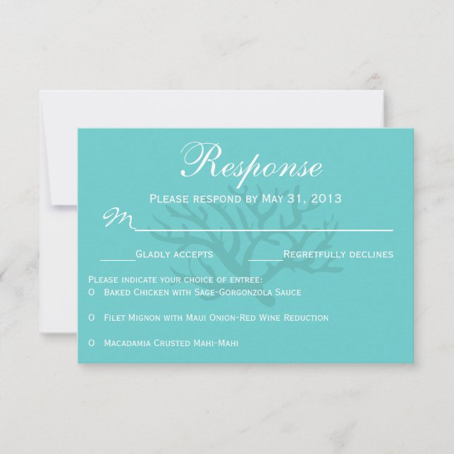 Cartes de réponse RSVP de Mariage Seahorse Vert Se (Devant)