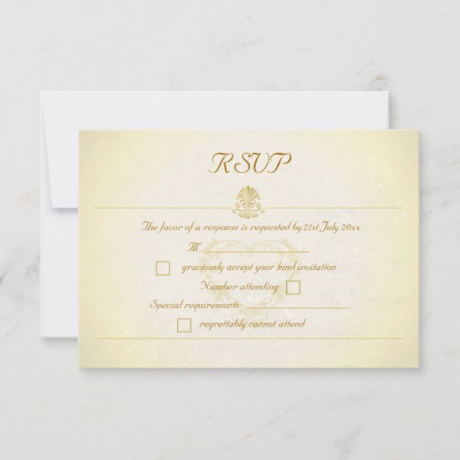Cartes de réponse RSVP de style papier parchemin v (Devant)