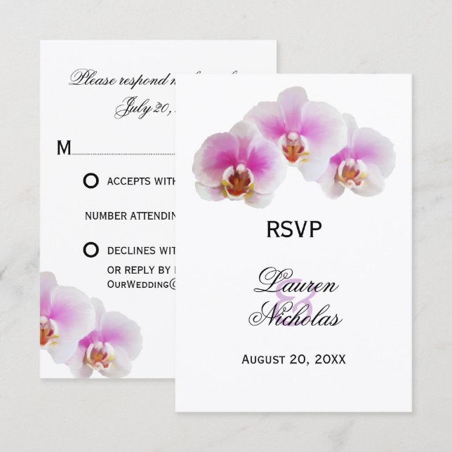 Cartes de réponse RSVP Elegant Painted Orchids (Devant / Derrière)