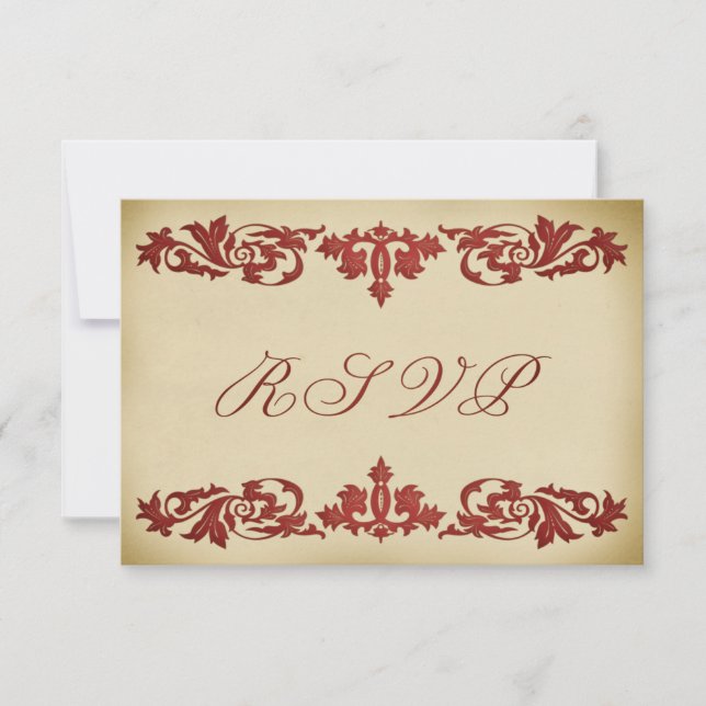 Cartes de réponse RSVP Élégantes Défilement feuill (Devant)